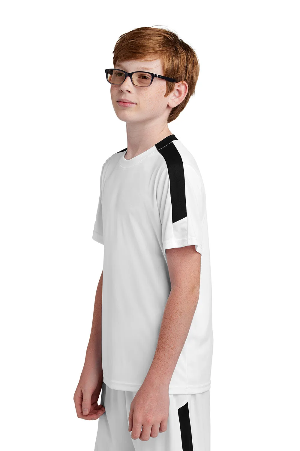 Sport-Tek Youth Moisture Wicking Competitor United Short Sleeve Crewneck T-Shirt - White/Black Clothing Sport-Tek