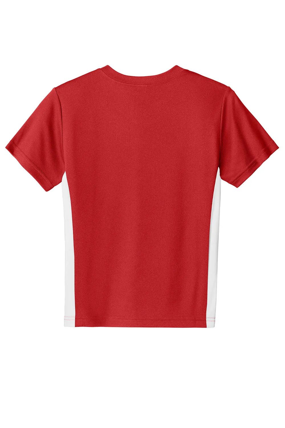 Sport-Tek Youth Moisture Wicking Competitor United Short Sleeve V-Neck T-Shirt - Deep Red/White Clothing Sport-Tek