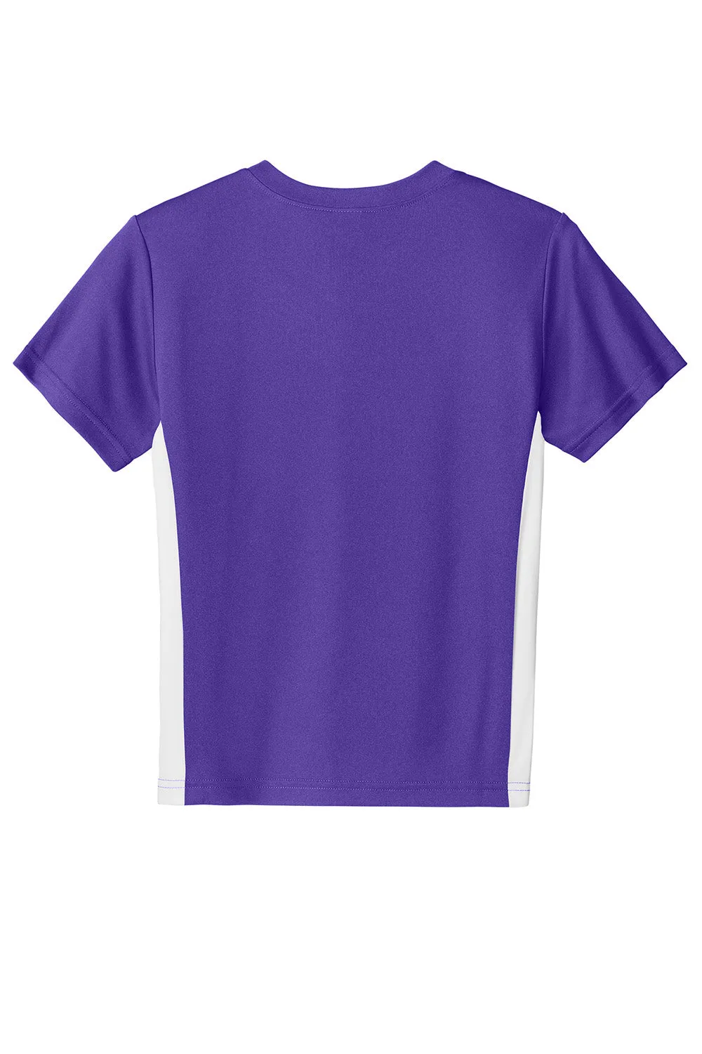 Sport-Tek Youth Moisture Wicking Competitor United Short Sleeve V-Neck T-Shirt - Purple/White Clothing Sport-Tek