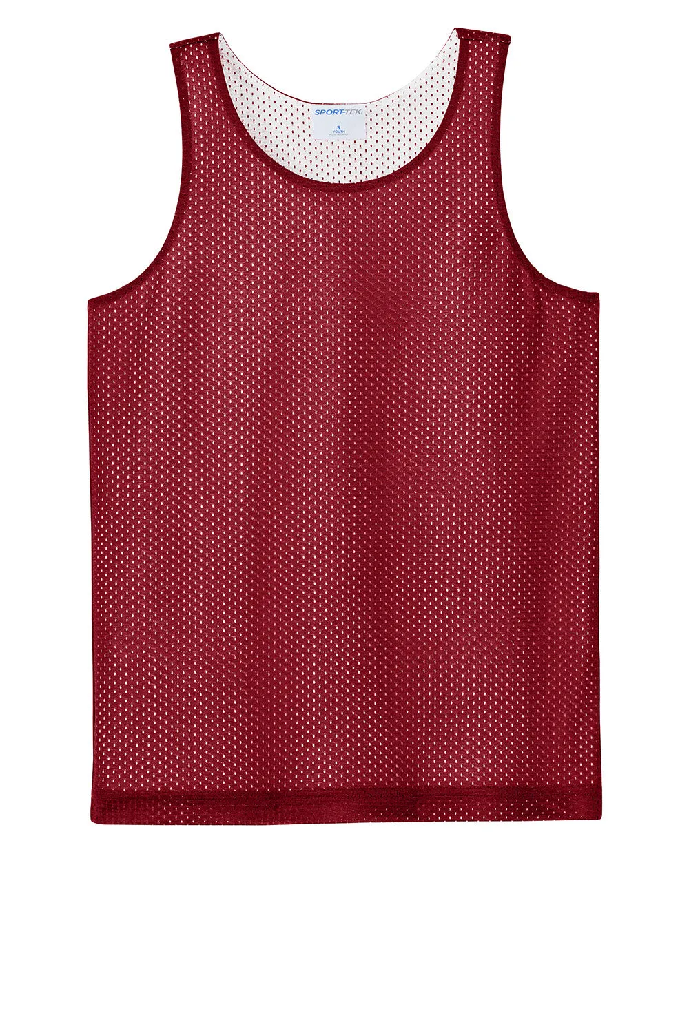 Sport-Tek Youth Moisture Wicking Reversible Mesh Tank Top - Deep Red/White Clothing Sport-Tek
