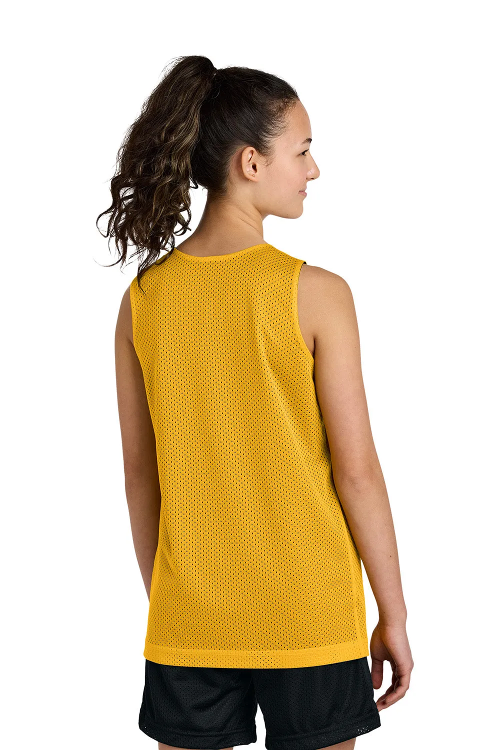 Sport-Tek Youth Moisture Wicking Reversible Mesh Tank Top - Gold/Black Clothing Sport-Tek