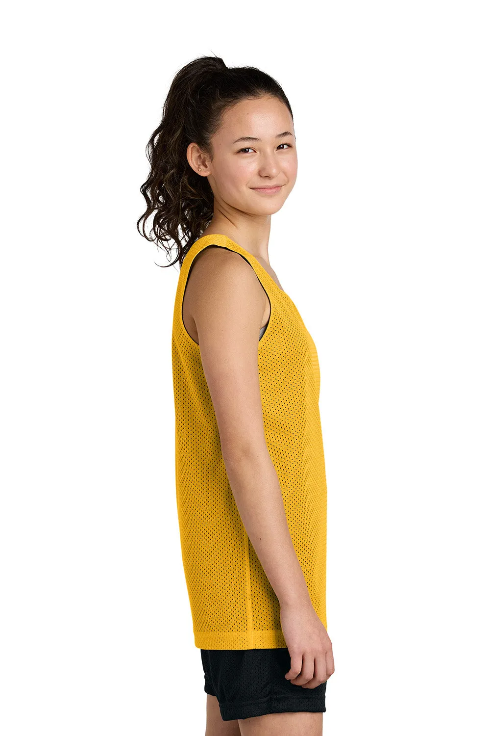 Sport-Tek Youth Moisture Wicking Reversible Mesh Tank Top - Gold/Black Clothing Sport-Tek