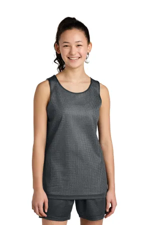 Sport-Tek Youth Moisture Wicking Reversible Mesh Tank Top - Iron Grey/White Clothing Sport-Tek