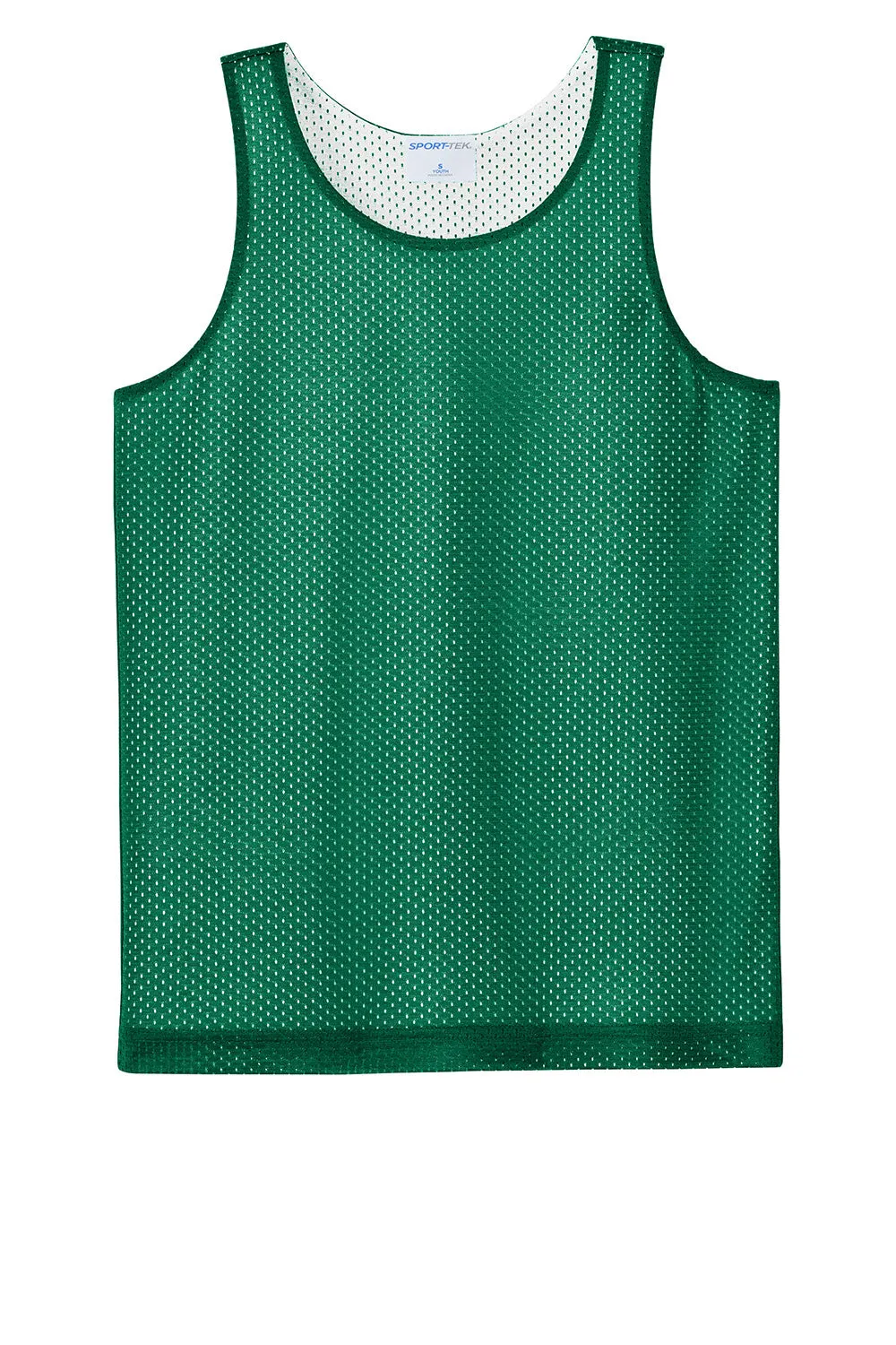 Sport-Tek Youth Moisture Wicking Reversible Mesh Tank Top - Kelly Green/White Clothing Sport-Tek