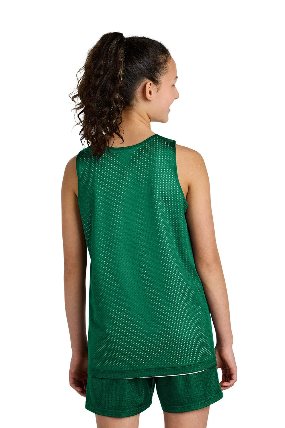 Sport-Tek Youth Moisture Wicking Reversible Mesh Tank Top - Kelly Green/White Clothing Sport-Tek