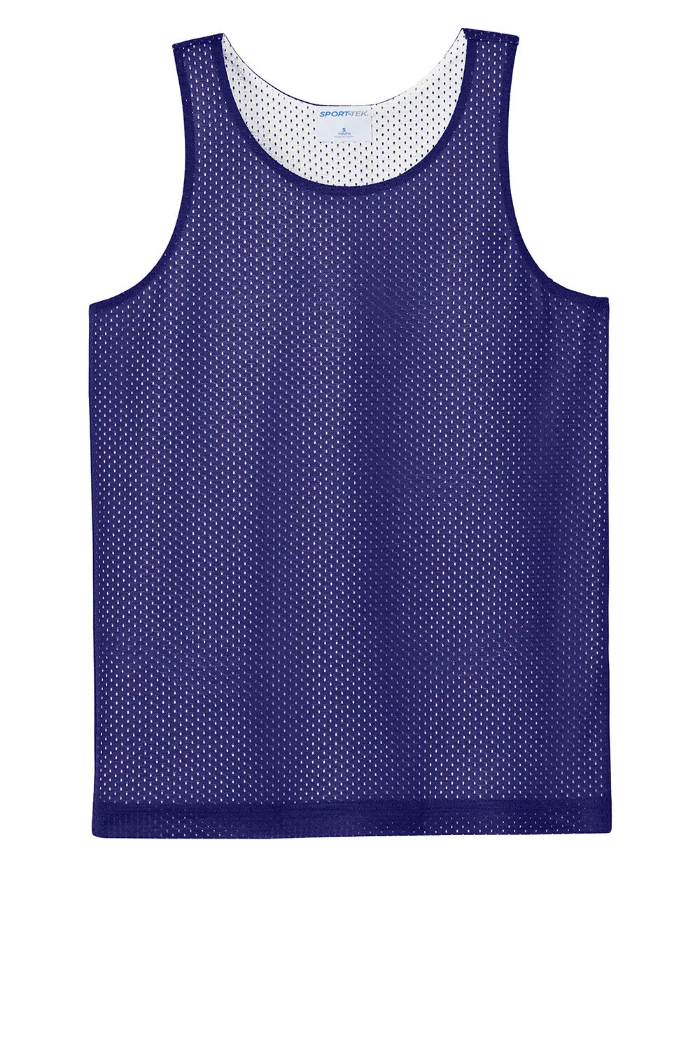 Sport-Tek Youth Moisture Wicking Reversible Mesh Tank Top - Purple/White Clothing Sport-Tek