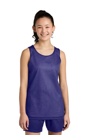 Sport-Tek Youth Moisture Wicking Reversible Mesh Tank Top - Purple/White Clothing Sport-Tek