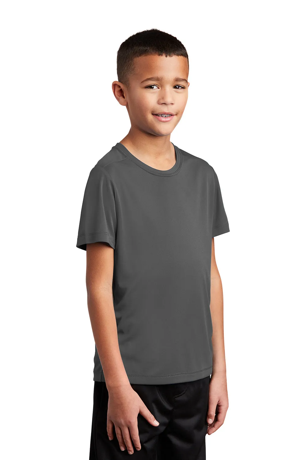 Sport-Tek Youth Moisture Wicking Short Sleeve Crewneck T-Shirt - Dark Smoke Grey Clothing Sport-Tek
