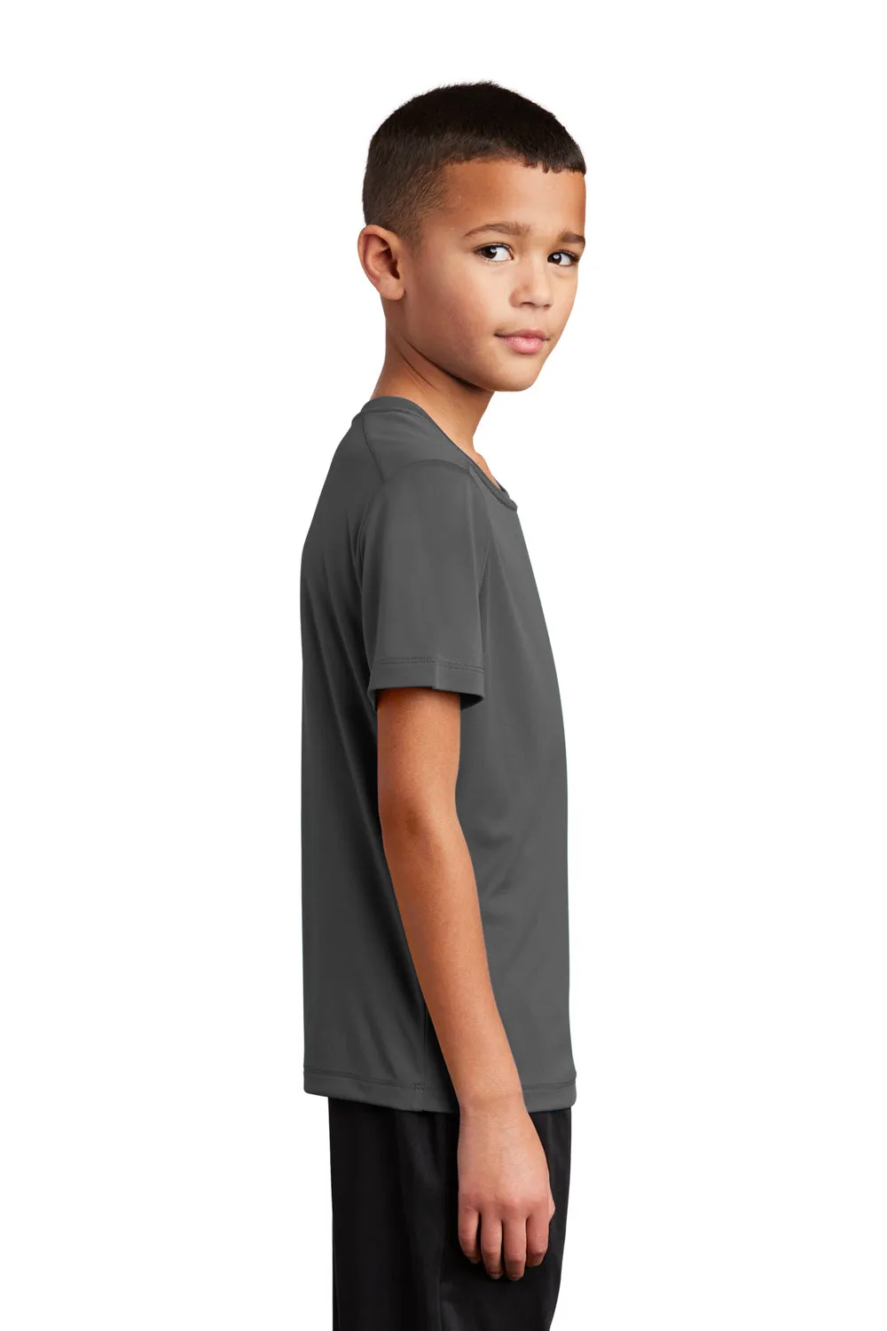 Sport-Tek Youth Moisture Wicking Short Sleeve Crewneck T-Shirt - Dark Smoke Grey Clothing Sport-Tek