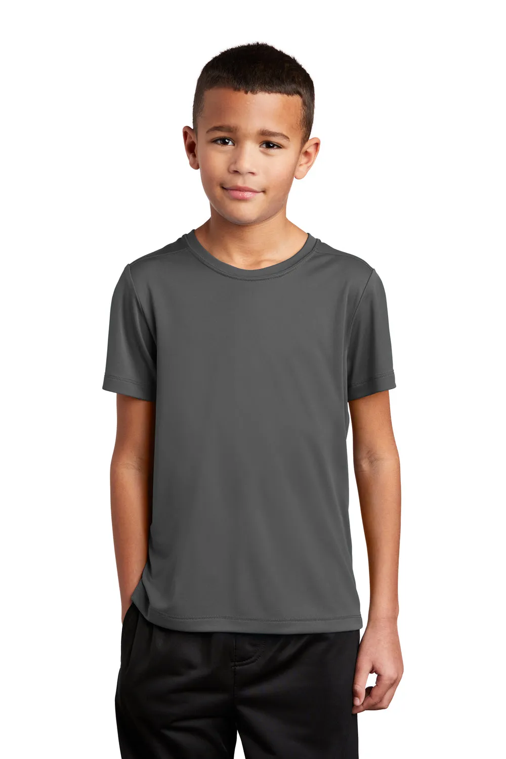 Sport-Tek Youth Moisture Wicking Short Sleeve Crewneck T-Shirt - Dark Smoke Grey Clothing Sport-Tek