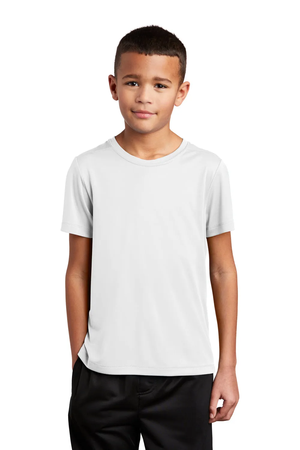 Sport-Tek Youth Moisture Wicking Short Sleeve Crewneck T-Shirt - White Clothing Sport-Tek