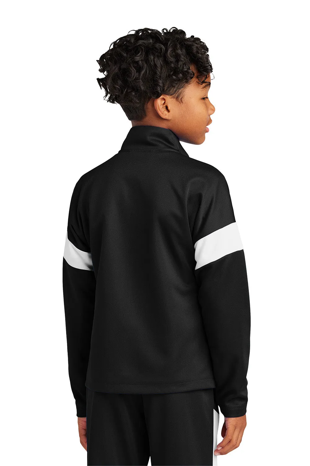 Sport-Tek Youth Moisture Wicking Travel Full Zip Jacket - Black/White