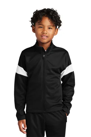 Sport-Tek Youth Moisture Wicking Travel Full Zip Jacket - Black/White