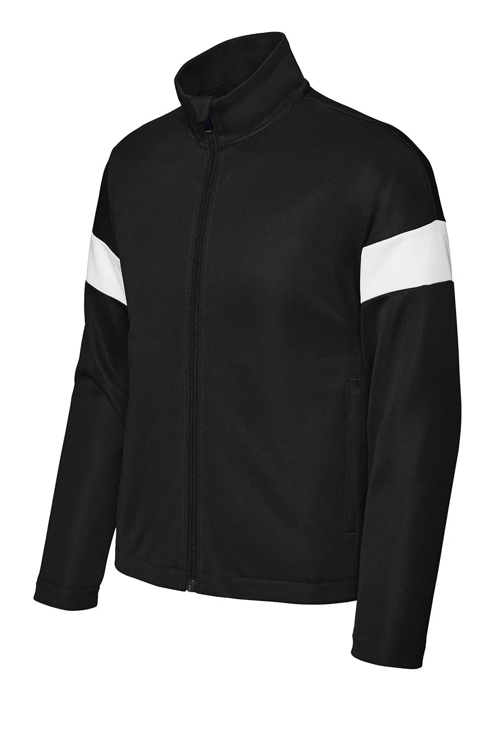 Sport-Tek Youth Moisture Wicking Travel Full Zip Jacket - Black/White