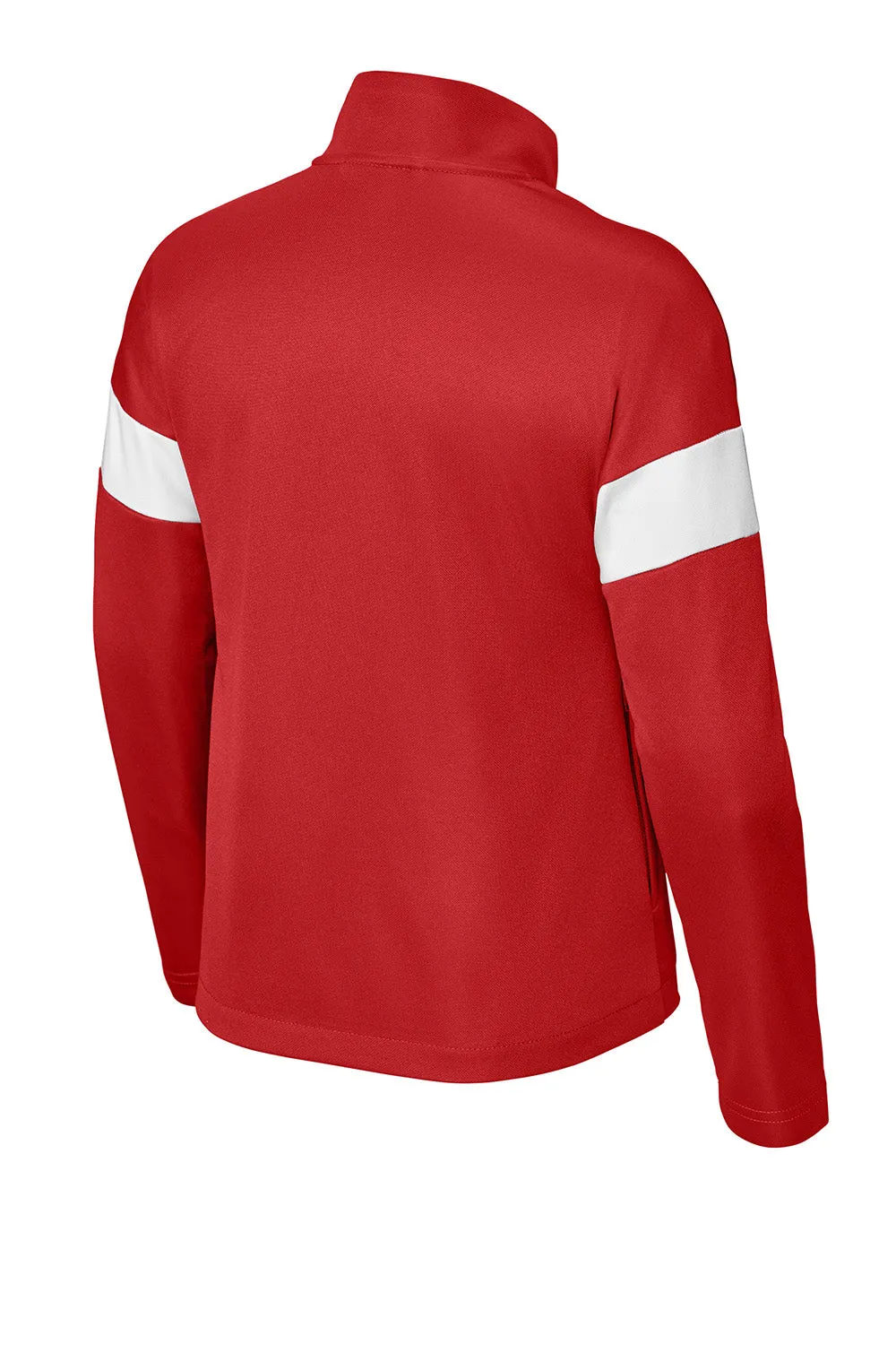 Sport-Tek Youth Moisture Wicking Travel Full Zip Jacket - Deep Red/White