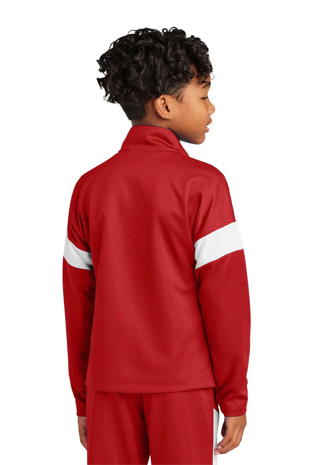 Sport-Tek Youth Moisture Wicking Travel Full Zip Jacket - Deep Red/White