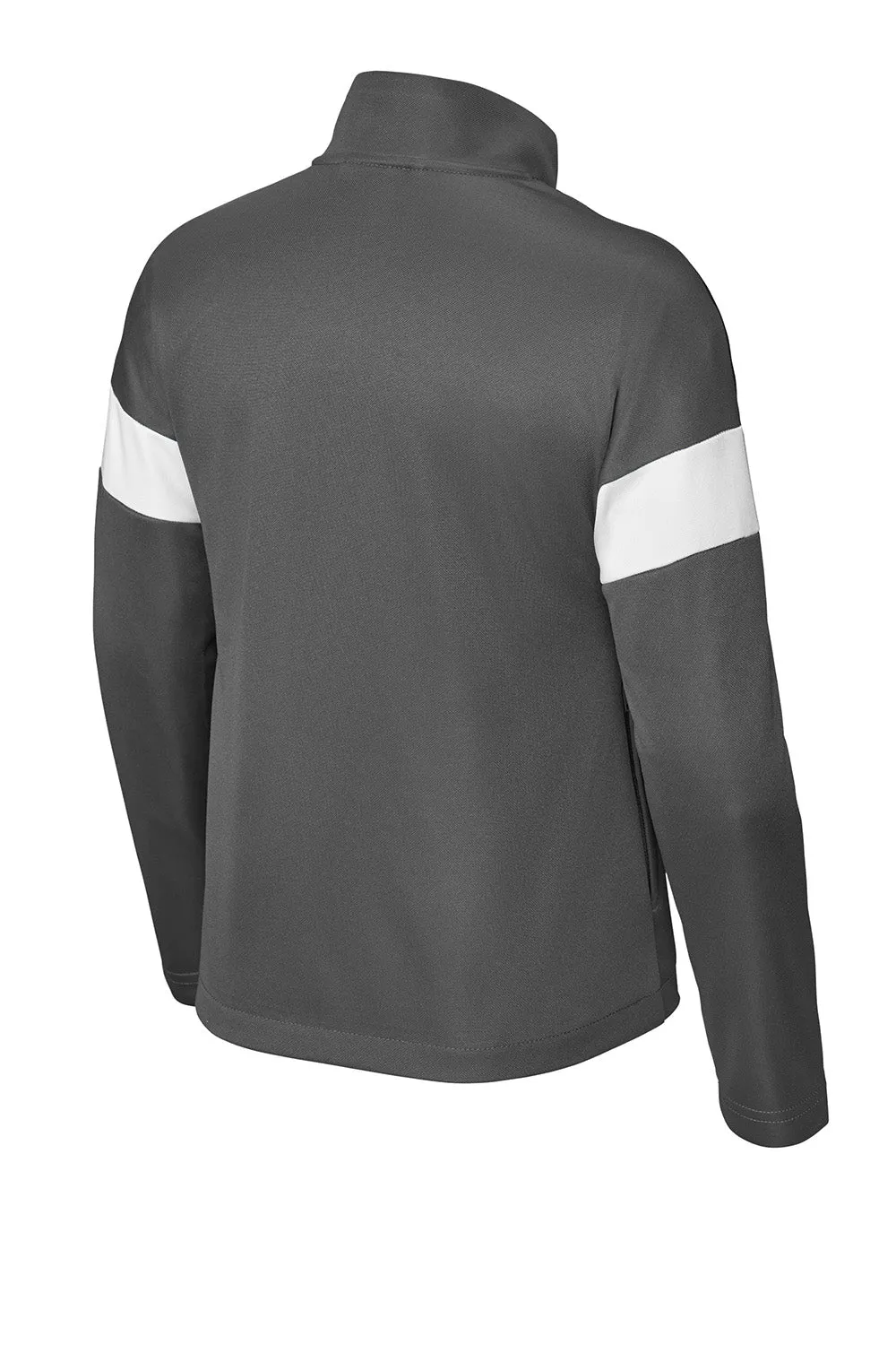 Sport-Tek Youth Moisture Wicking Travel Full Zip Jacket - Iron Grey/White