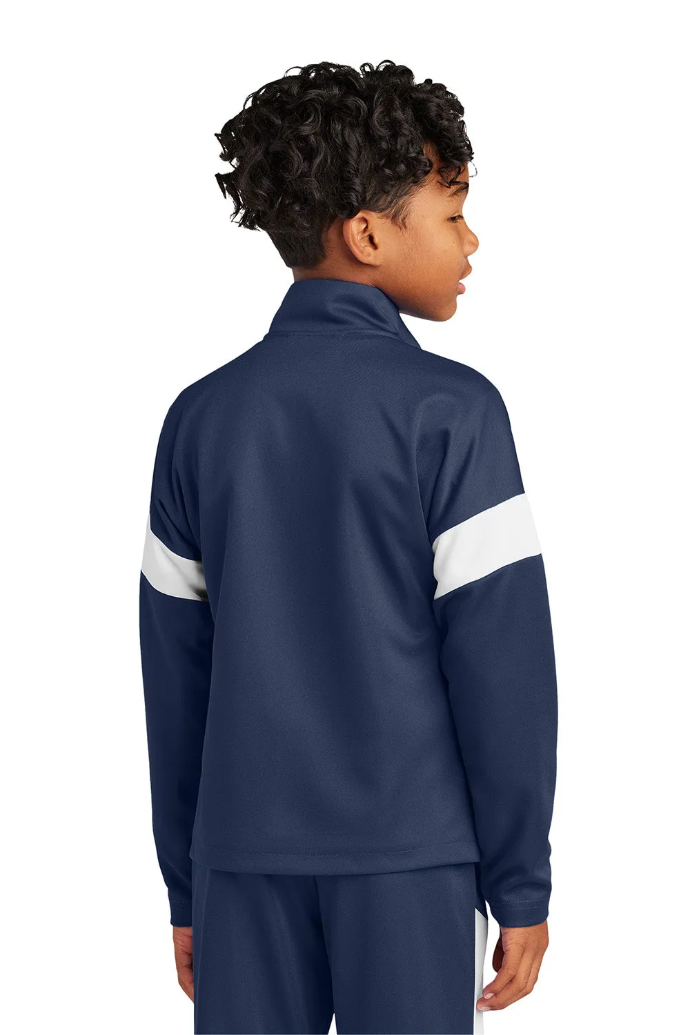 Sport-Tek Youth Moisture Wicking Travel Full Zip Jacket - True Navy Blue/White