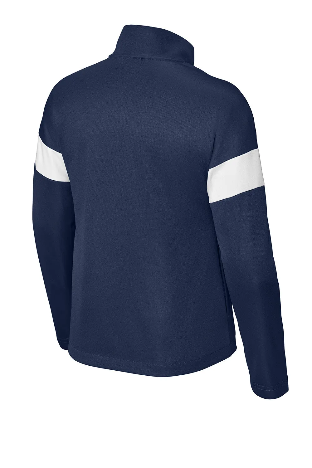 Sport-Tek Youth Moisture Wicking Travel Full Zip Jacket - True Navy Blue/White