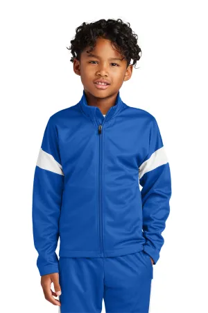 Sport-Tek Youth Moisture Wicking Travel Full Zip Jacket - True Royal Blue/White