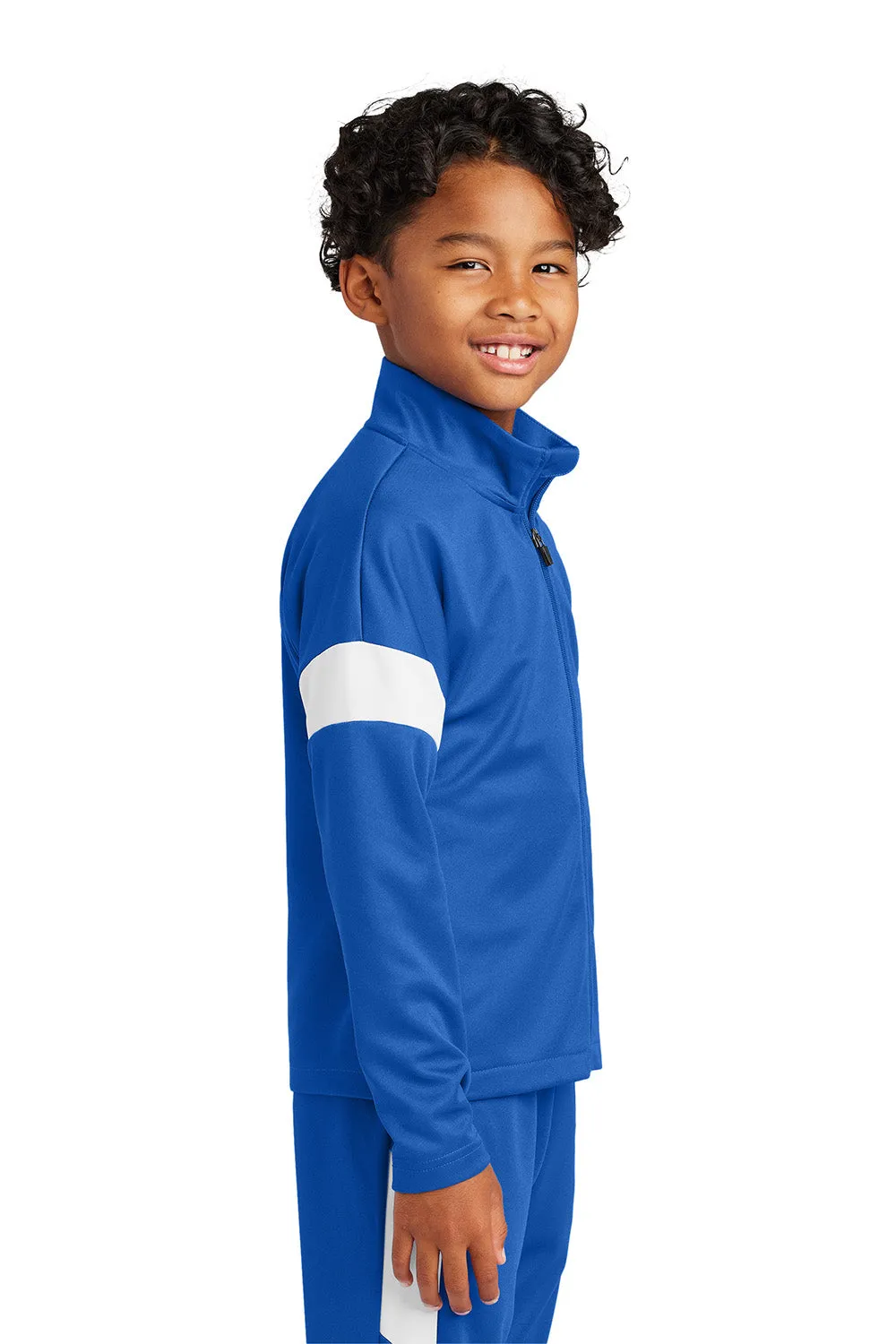 Sport-Tek Youth Moisture Wicking Travel Full Zip Jacket - True Royal Blue/White