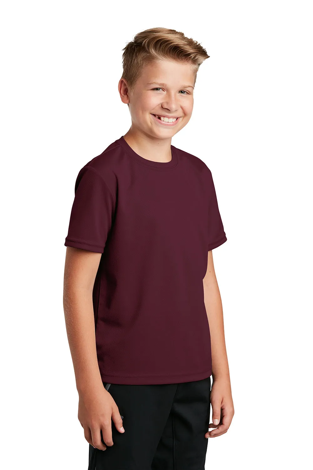 Sport-Tek Youth RacerMesh Moisture Wicking Short Sleeve Crewneck T-Shirt - Maroon - Closeout Clothing Sport-Tek