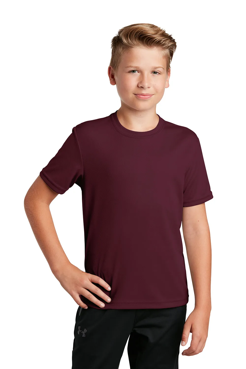 Sport-Tek Youth RacerMesh Moisture Wicking Short Sleeve Crewneck T-Shirt - Maroon - Closeout Clothing Sport-Tek