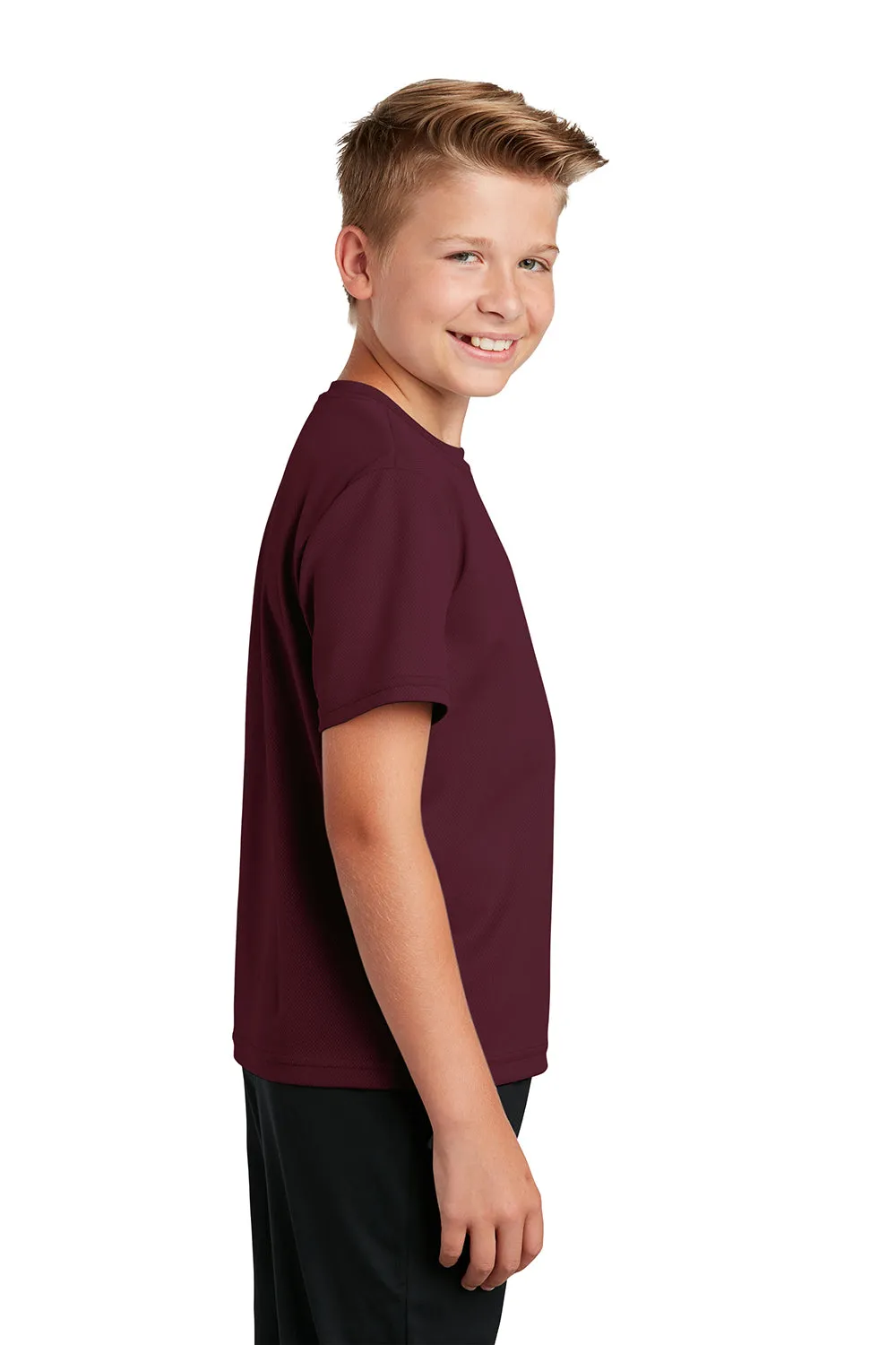 Sport-Tek Youth RacerMesh Moisture Wicking Short Sleeve Crewneck T-Shirt - Maroon - Closeout Clothing Sport-Tek