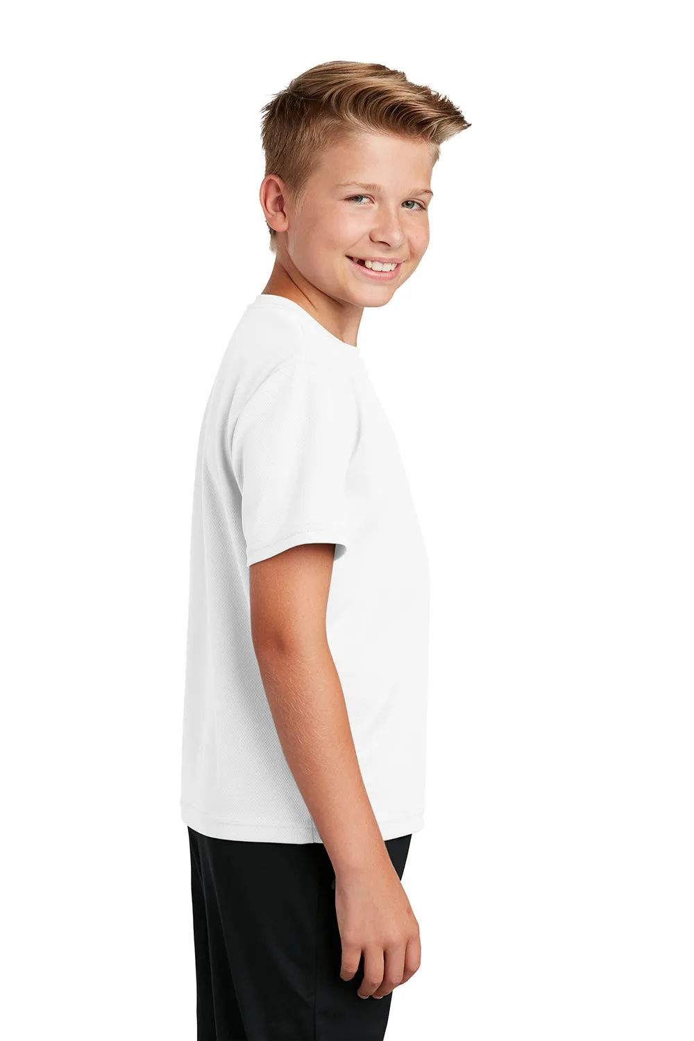 Sport-Tek Youth RacerMesh Moisture Wicking Short Sleeve Crewneck T-Shirt - White Clothing Sport-Tek