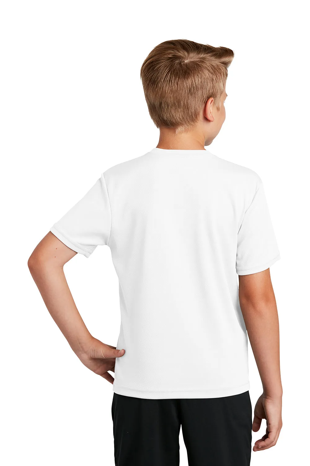 Sport-Tek Youth RacerMesh Moisture Wicking Short Sleeve Crewneck T-Shirt - White Clothing Sport-Tek