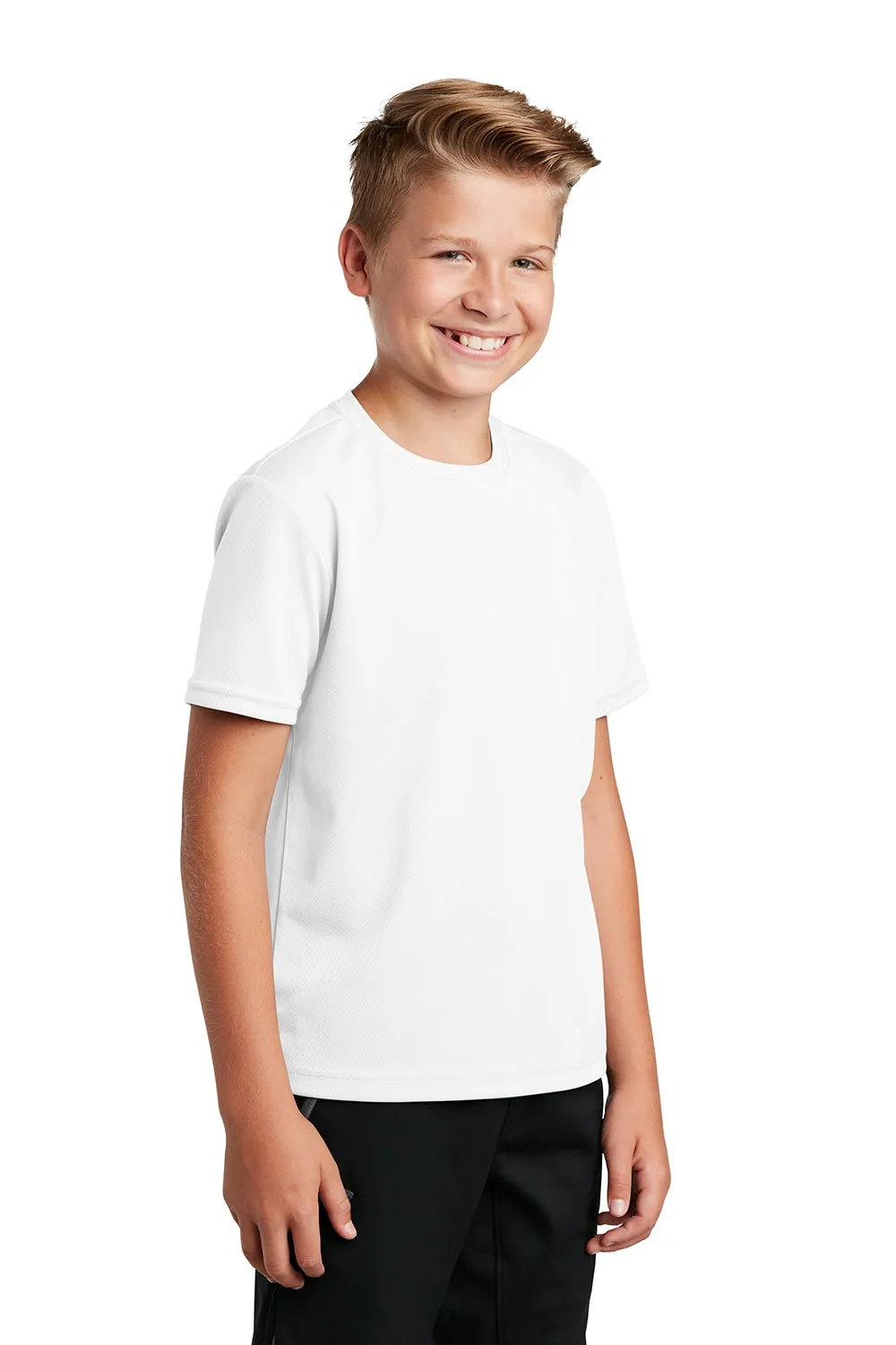 Sport-Tek Youth RacerMesh Moisture Wicking Short Sleeve Crewneck T-Shirt - White Clothing Sport-Tek