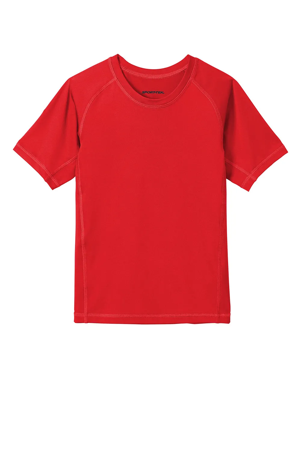 Sport-Tek Youth Rashguard Moisture Wicking Short Sleeve Crewneck T-Shirt - True Red Clothing Sport-Tek