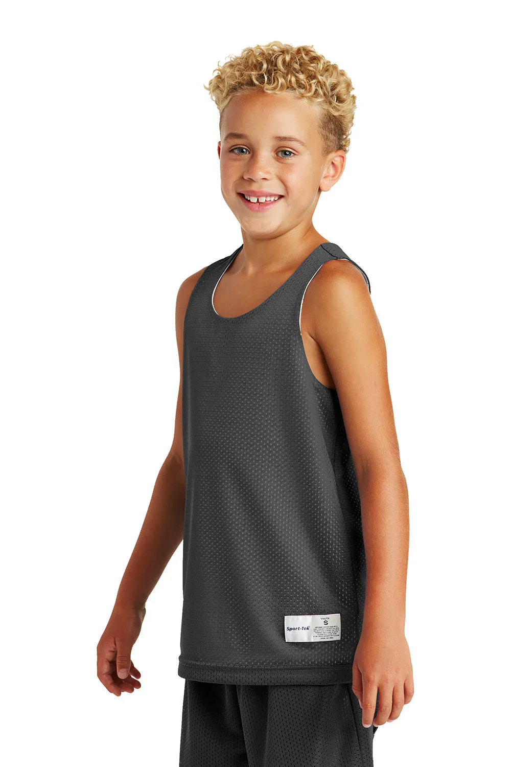Sport-Tek Youth Reversible Mesh Moisture Wicking Tank Top - Iron Grey - Closeout Clothing Sport-Tek