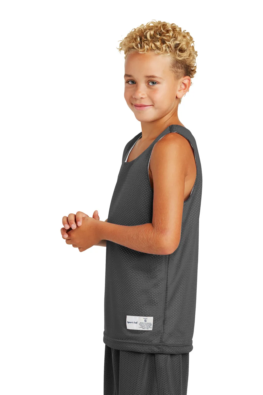 Sport-Tek Youth Reversible Mesh Moisture Wicking Tank Top - Iron Grey - Closeout Clothing Sport-Tek