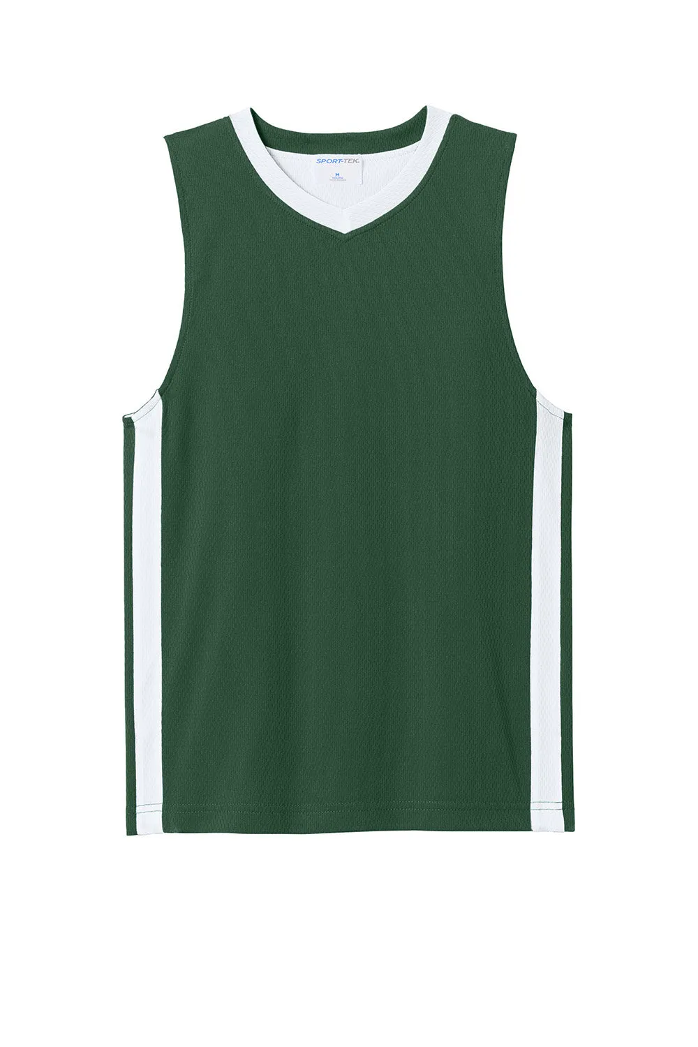 Sport-Tek Youth Rival Basketball Moisture Wicking Reversible Jersey Tank Top - Forest Green/White Clothing Sport-Tek