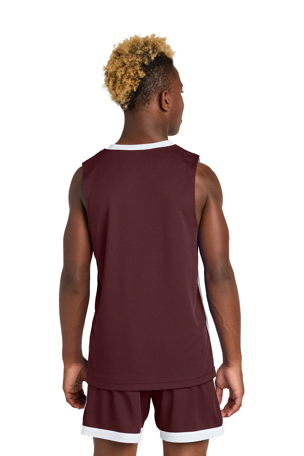 Sport-Tek Youth Rival Basketball Moisture Wicking Reversible Jersey Tank Top - Maroon/White Clothing Sport-Tek