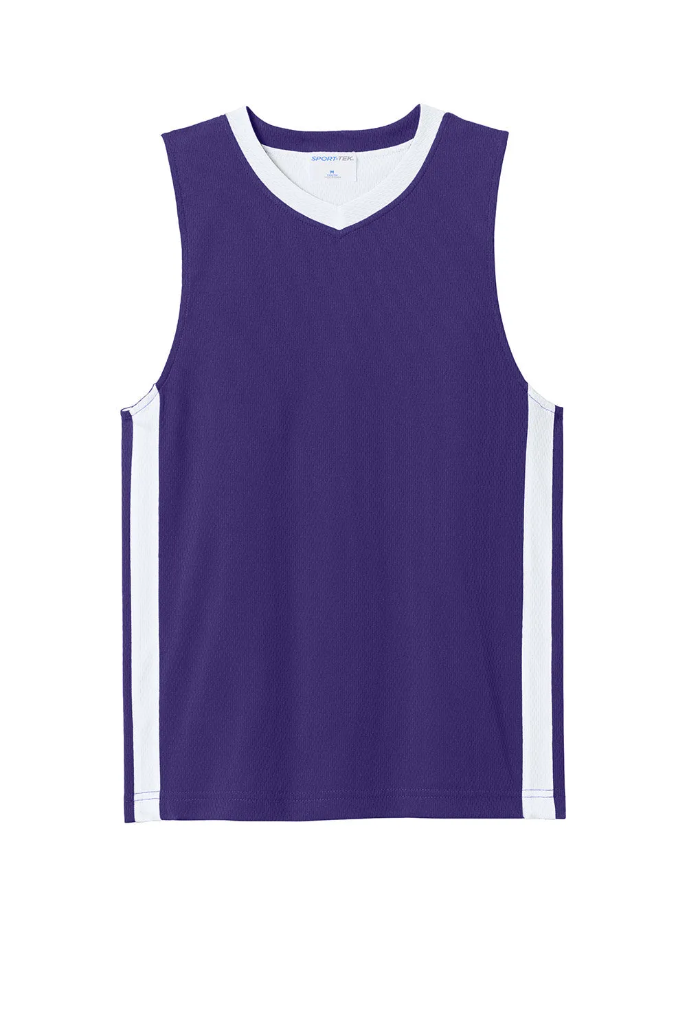 Sport-Tek Youth Rival Basketball Moisture Wicking Reversible Jersey Tank Top - Purple/White Clothing Sport-Tek