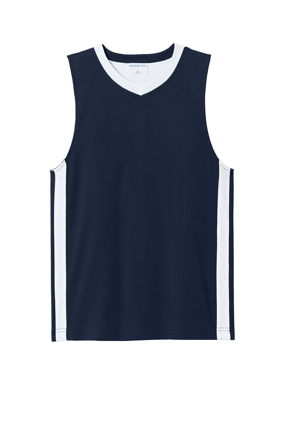Sport-Tek Youth Rival Basketball Moisture Wicking Reversible Jersey Tank Top - True Navy Blue/White Clothing Sport-Tek