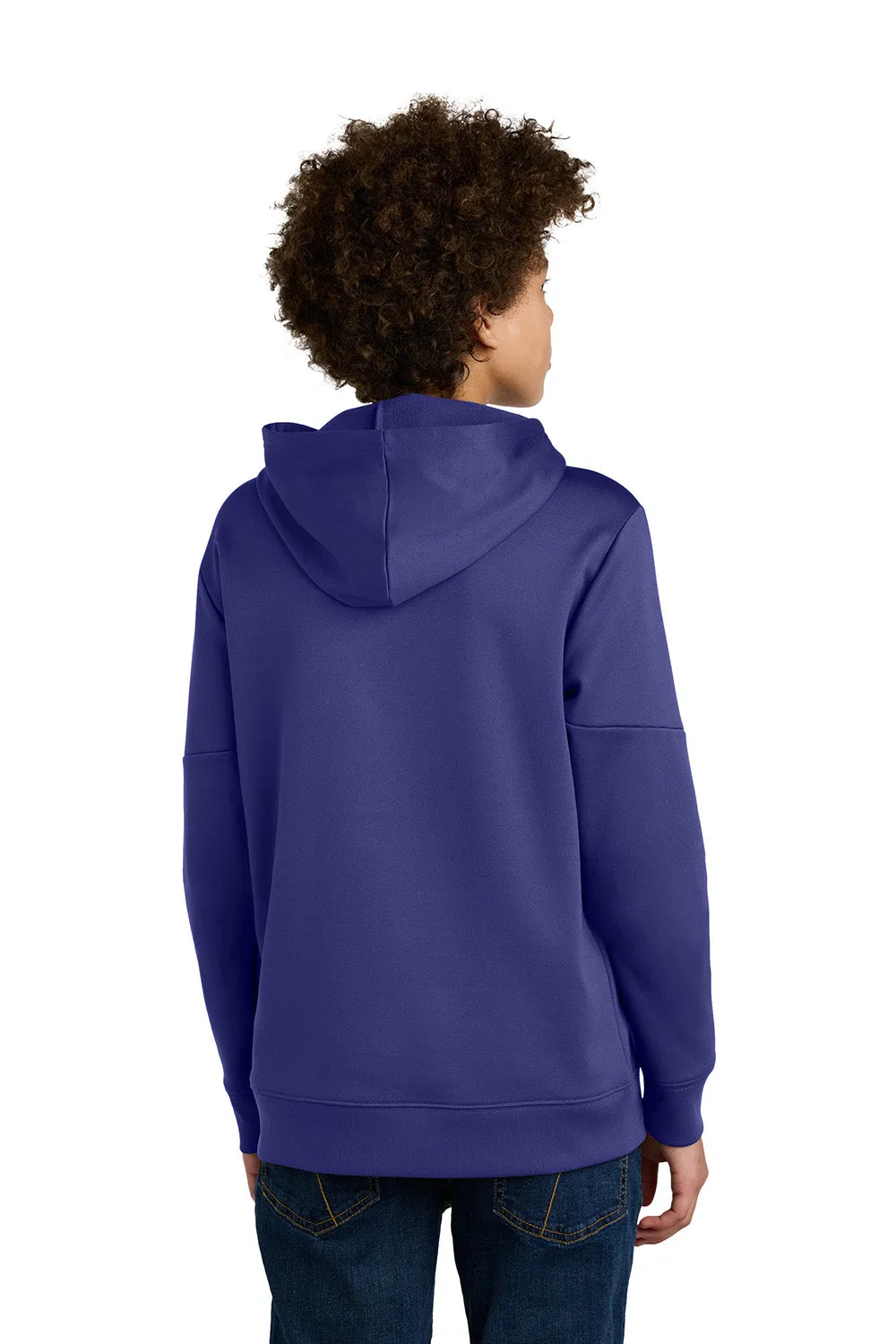 Sport-Tek Youth Sport-Wick Moisture Wicking United Fleece Hooded Sweatshirt Hoodie w/ Pouch Pocket - Purple/White Clothing Sport-Tek