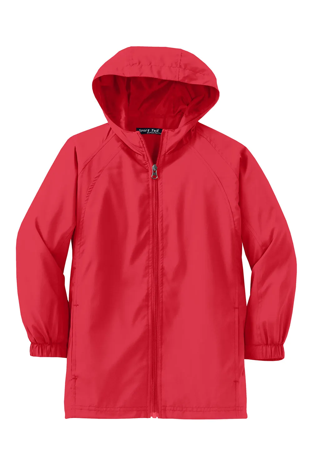 Sport-Tek Youth Water Resistant Full Zip Hooded Jacket - True Red - Closeout