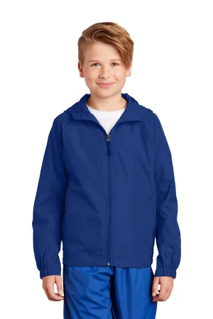 Sport-Tek Youth Water Resistant Full Zip Hooded Jacket - True Royal Blue - Closeout