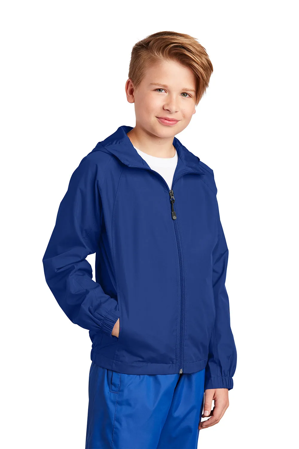 Sport-Tek Youth Water Resistant Full Zip Hooded Jacket - True Royal Blue - Closeout