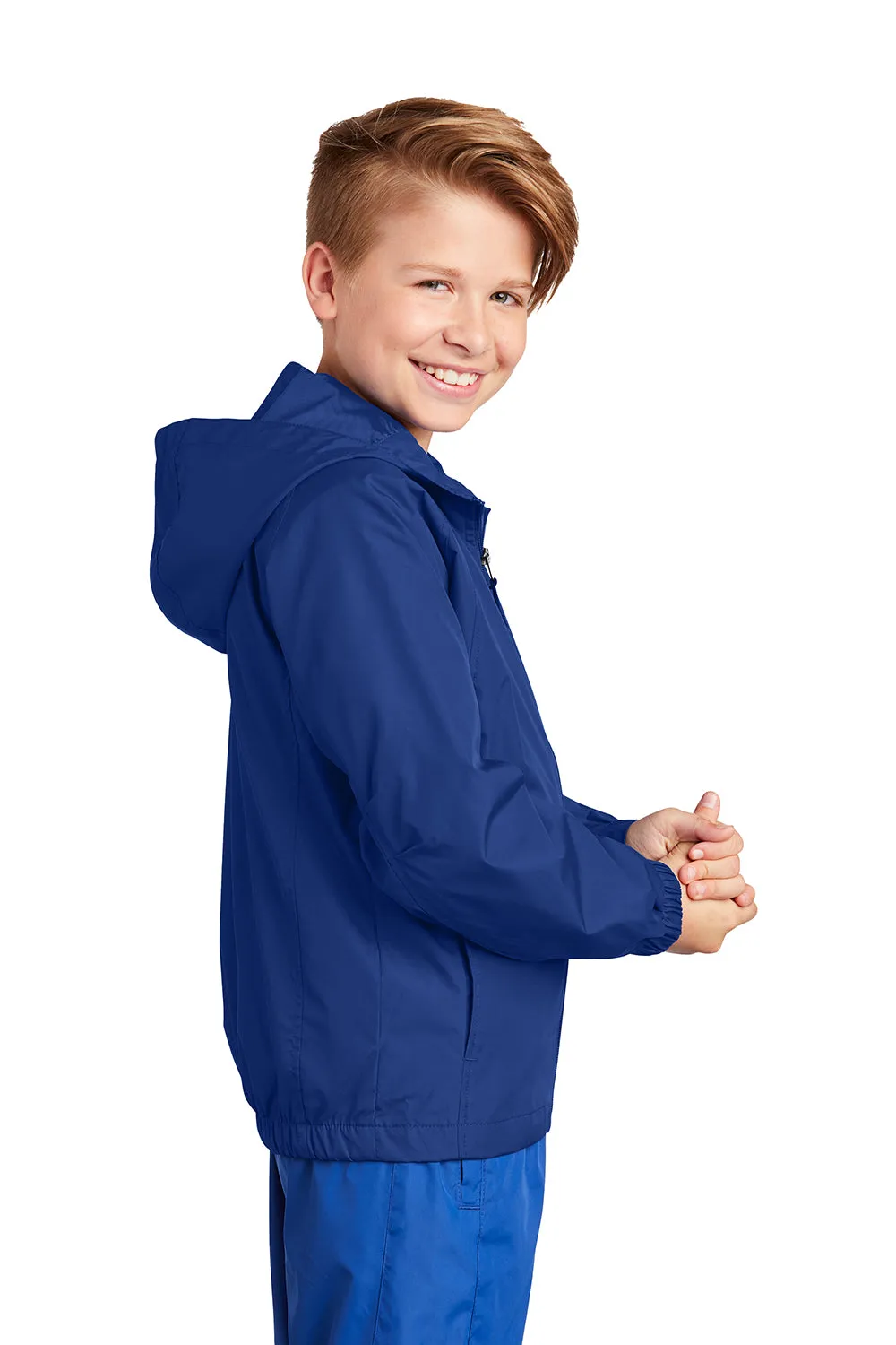 Sport-Tek Youth Water Resistant Full Zip Hooded Jacket - True Royal Blue - Closeout