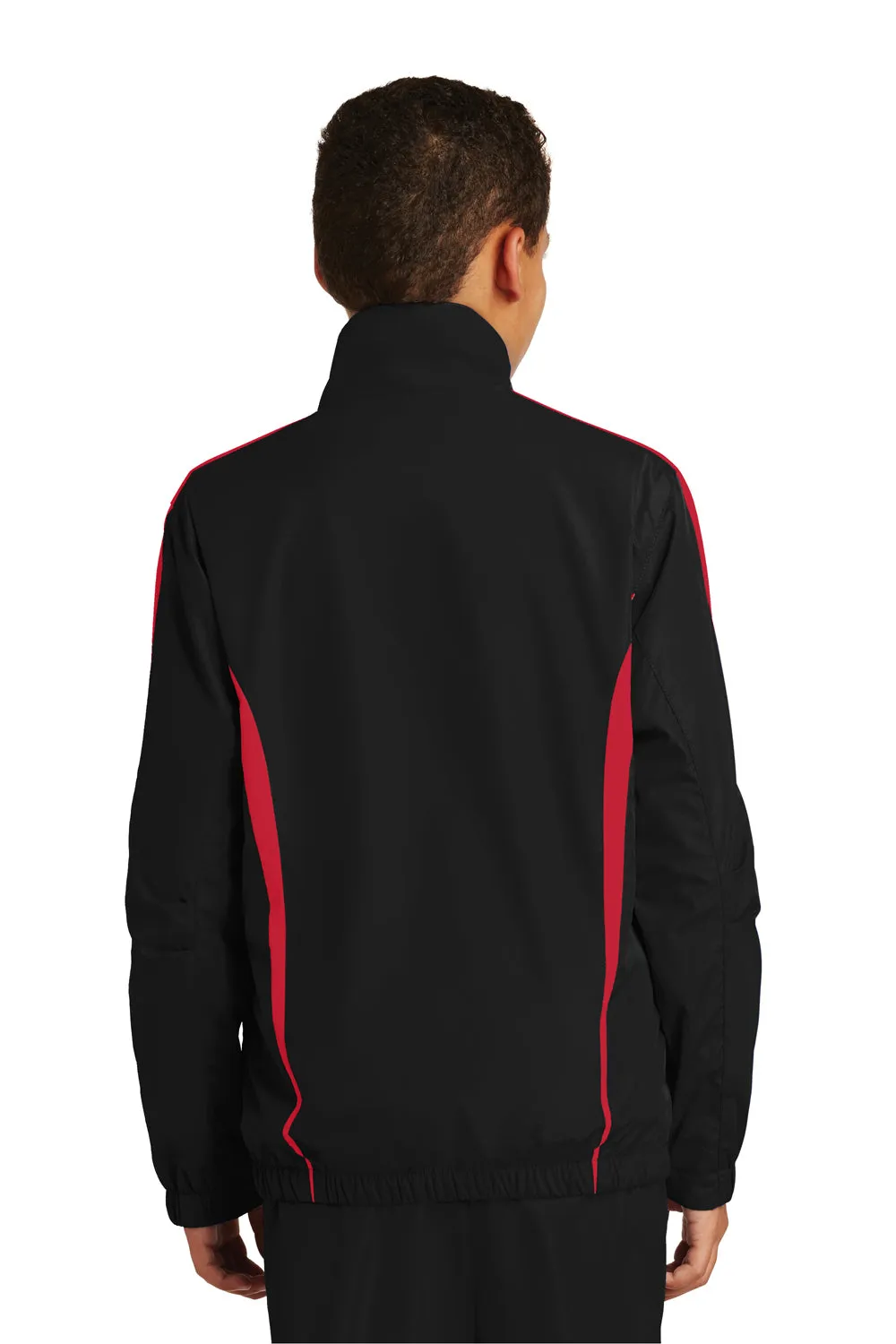 Sport-Tek Youth Water Resistant Full Zip Jacket - Black/True Red
