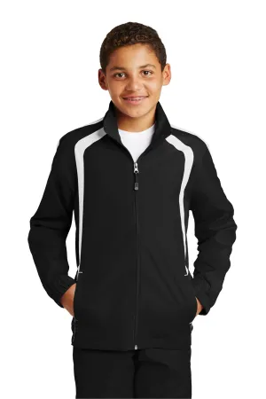 Sport-Tek Youth Water Resistant Full Zip Jacket - Black/White