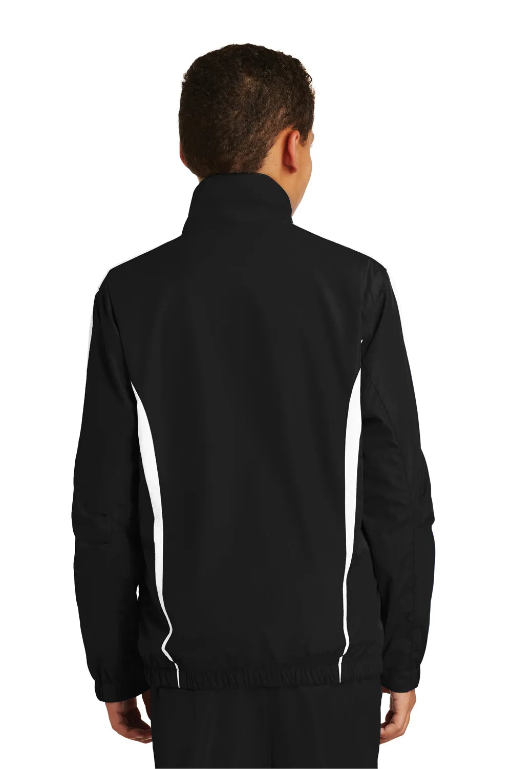 Sport-Tek Youth Water Resistant Full Zip Jacket - Black/White