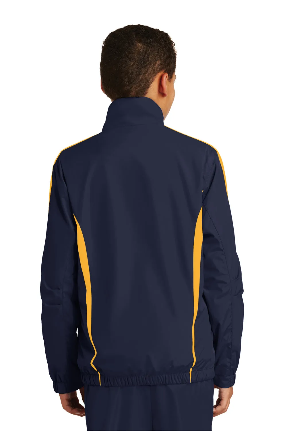 Sport-Tek Youth Water Resistant Full Zip Jacket - True Navy Blue/Gold