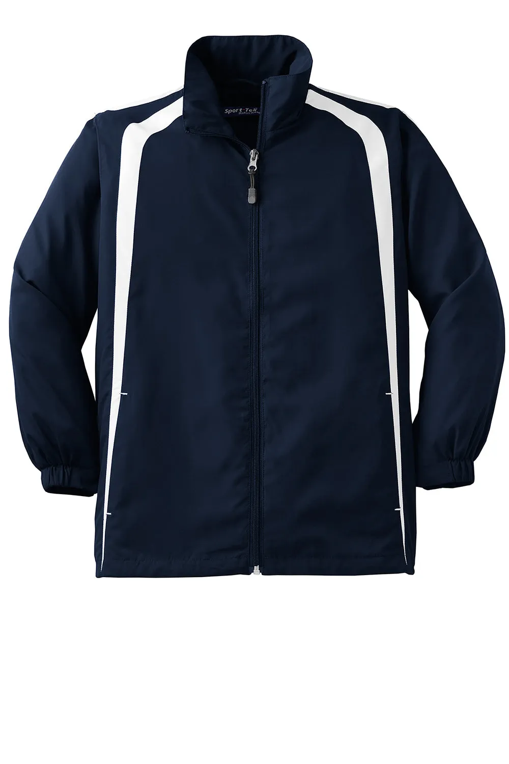 Sport-Tek Youth Water Resistant Full Zip Jacket - True Navy Blue/White