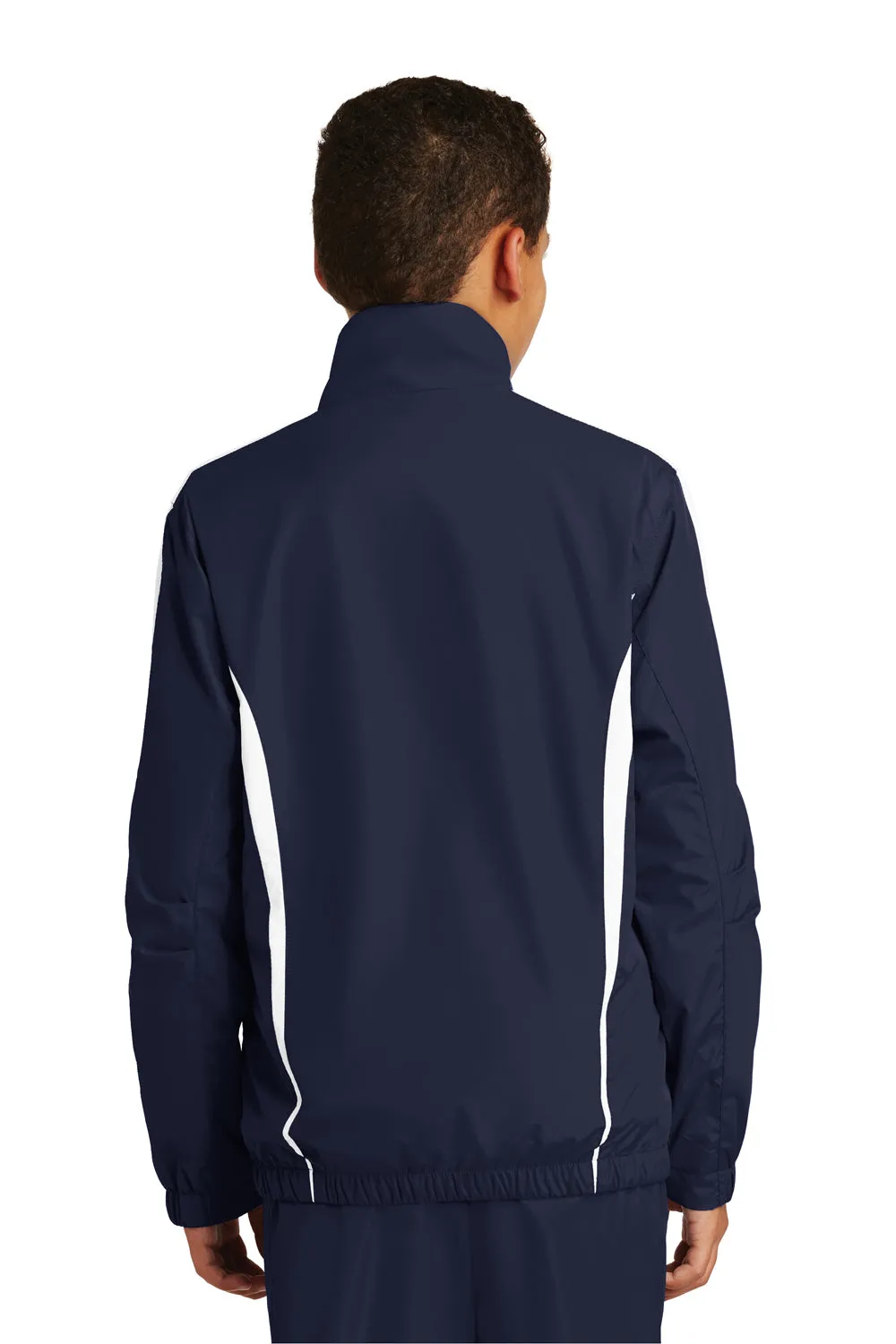 Sport-Tek Youth Water Resistant Full Zip Jacket - True Navy Blue/White