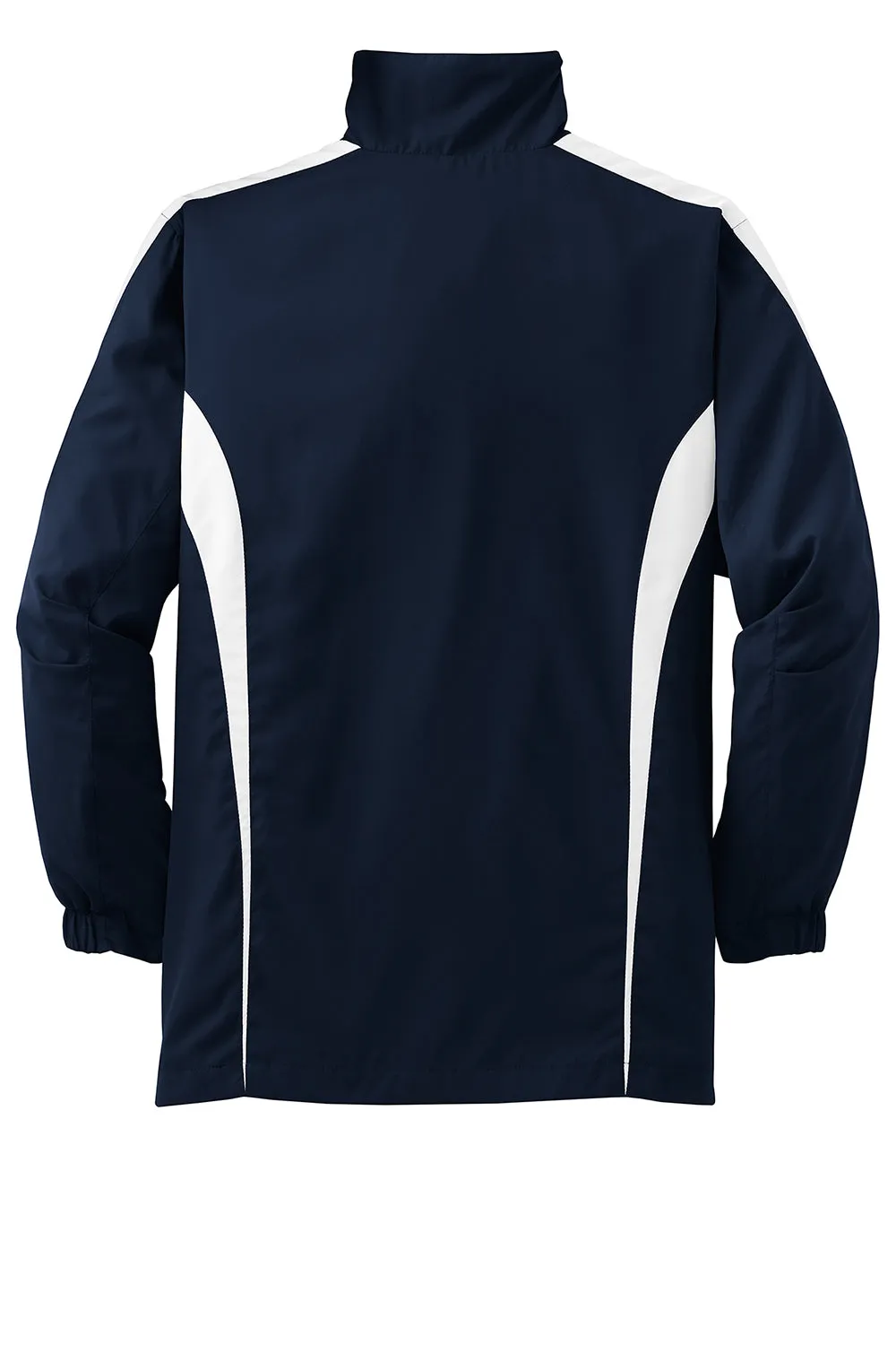 Sport-Tek Youth Water Resistant Full Zip Jacket - True Navy Blue/White